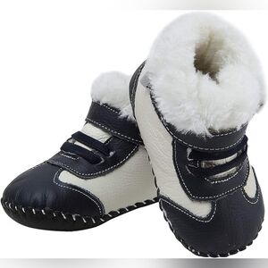 Genuine Leather Warm Baby Winter Boots – Soft Non-Slip Sole – 6–12M (Fit to 18M)